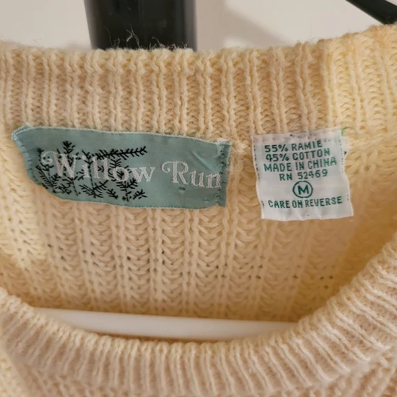 VINTAGE Cable Knit Cream Sweater Vest Women's Medium - Picture 3 of 5